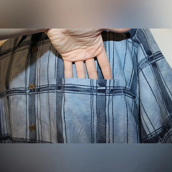 Tommy Bahama 100% Silk Short Sleeve Tropical Palm Tree Button Down Shirt Large - Picture 5 of 12